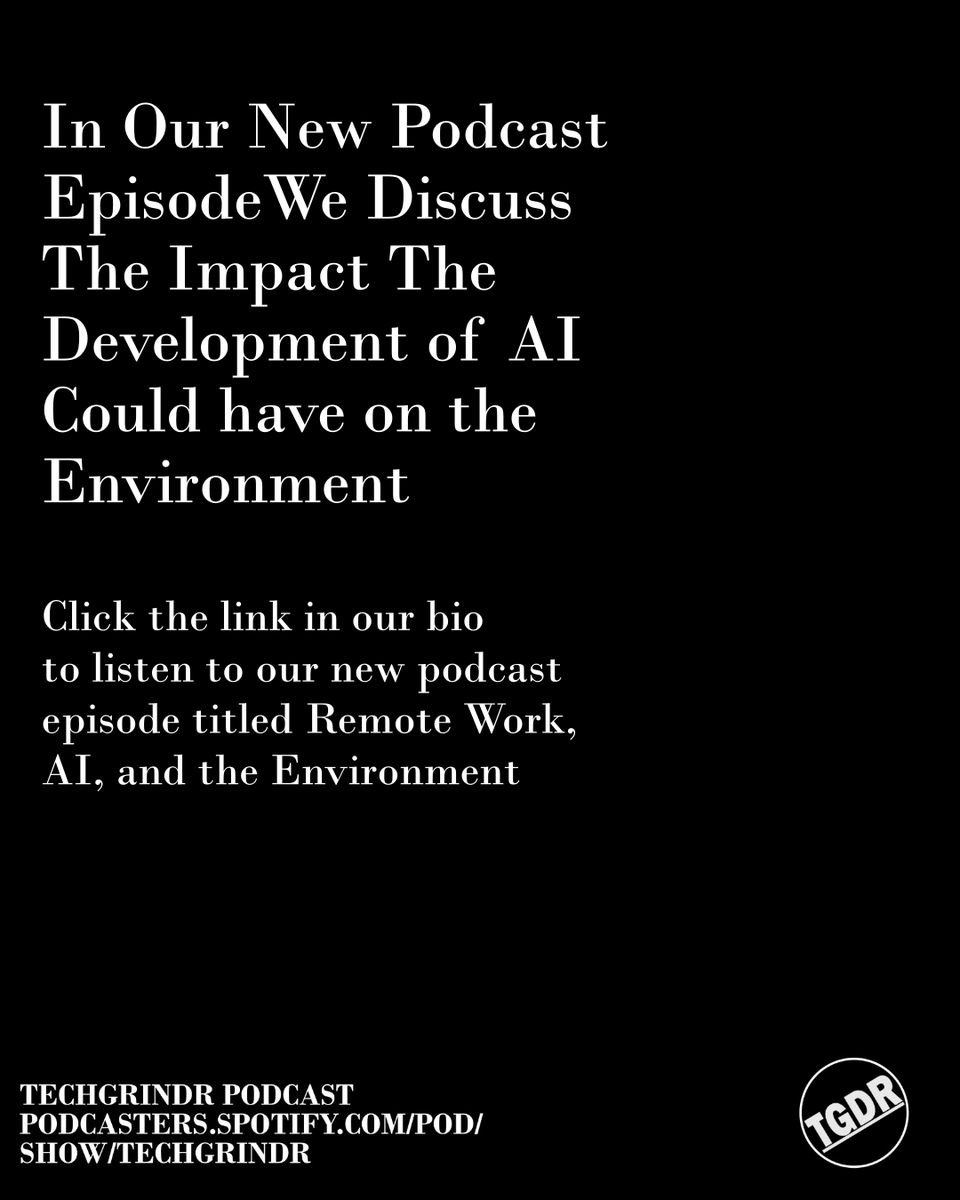 techgrindr's tweet photo. New podcast episode titled Remote Work, AI, and the Environment. 😁🎙️#typeface #cloud #typography #copywriting #dailyartwork #developer #visualart #creativeart #digitalartist #digitalarts #uxui #AI #ML #architecture #typography #SEO #DesignThinking #UI #designboom #podcasts https://t.co/w8IDT9LaUb