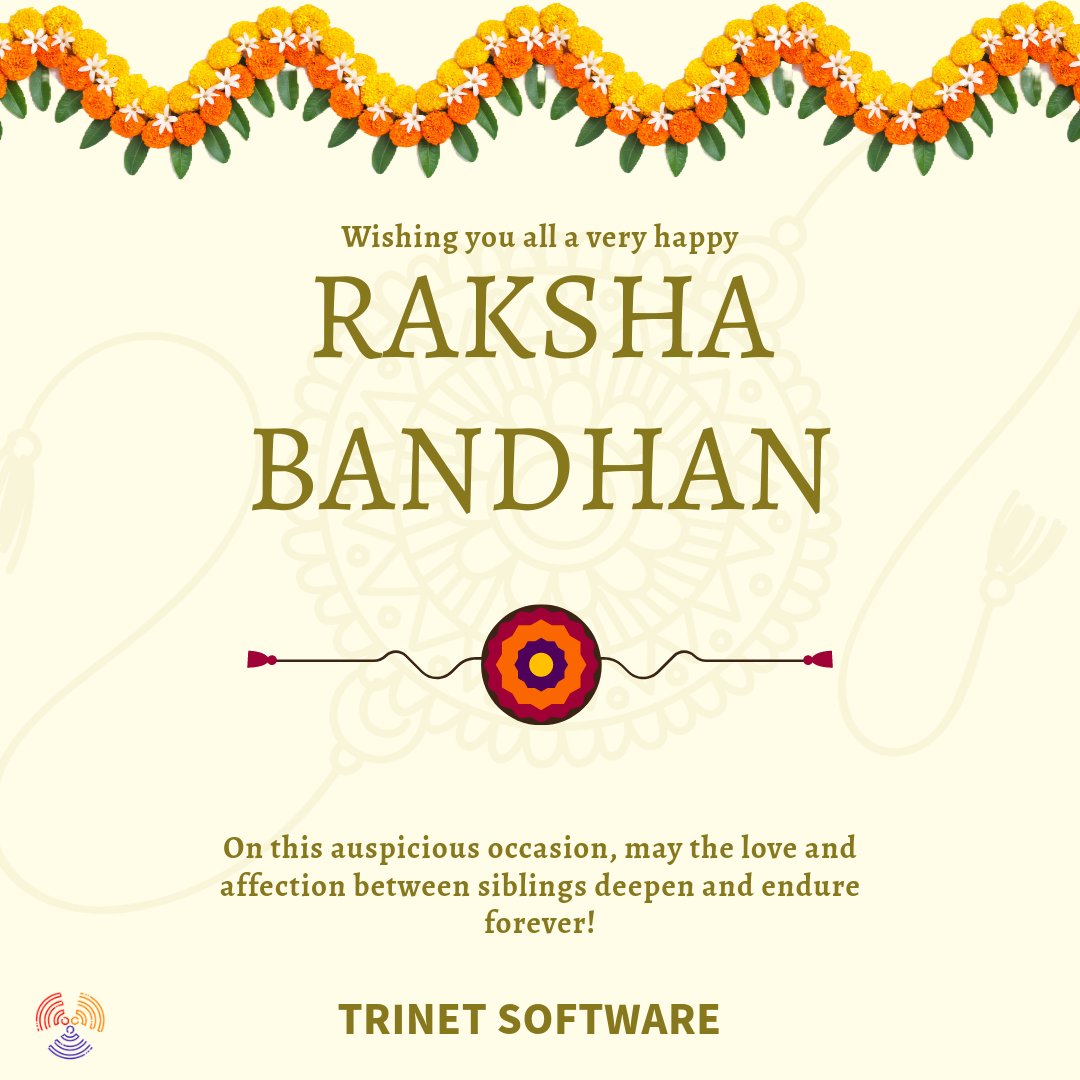 TrinetSoftware's tweet photo. Wishing you all a very happy Raksha Bandhan! May God bless you and keep you safe and happy always! 
#RakshaBandhan #रक्षाबंधन 🌼 https://t.co/AKvUks0X7v