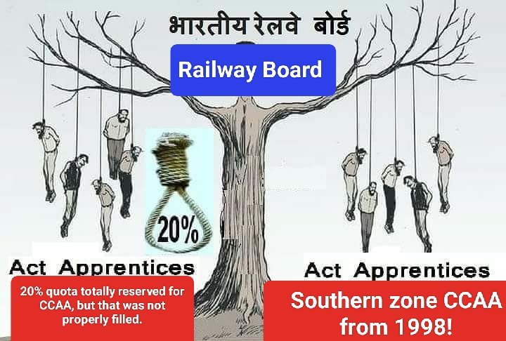 Praveen37199940's tweet photo. @RailMinIndia
We Need Justice for aDouble Skilled Course Completed Act Apprentice!
-job opportunities ignored from 1998 under substitute khalasi.
-20%quota toCCAA only,Fulfill 2019Exam remaining vacant post withCCAA.
-Many CCAA Crossed theage of 44
- We need one time Settlement https://t.co/6xH6002hi0
