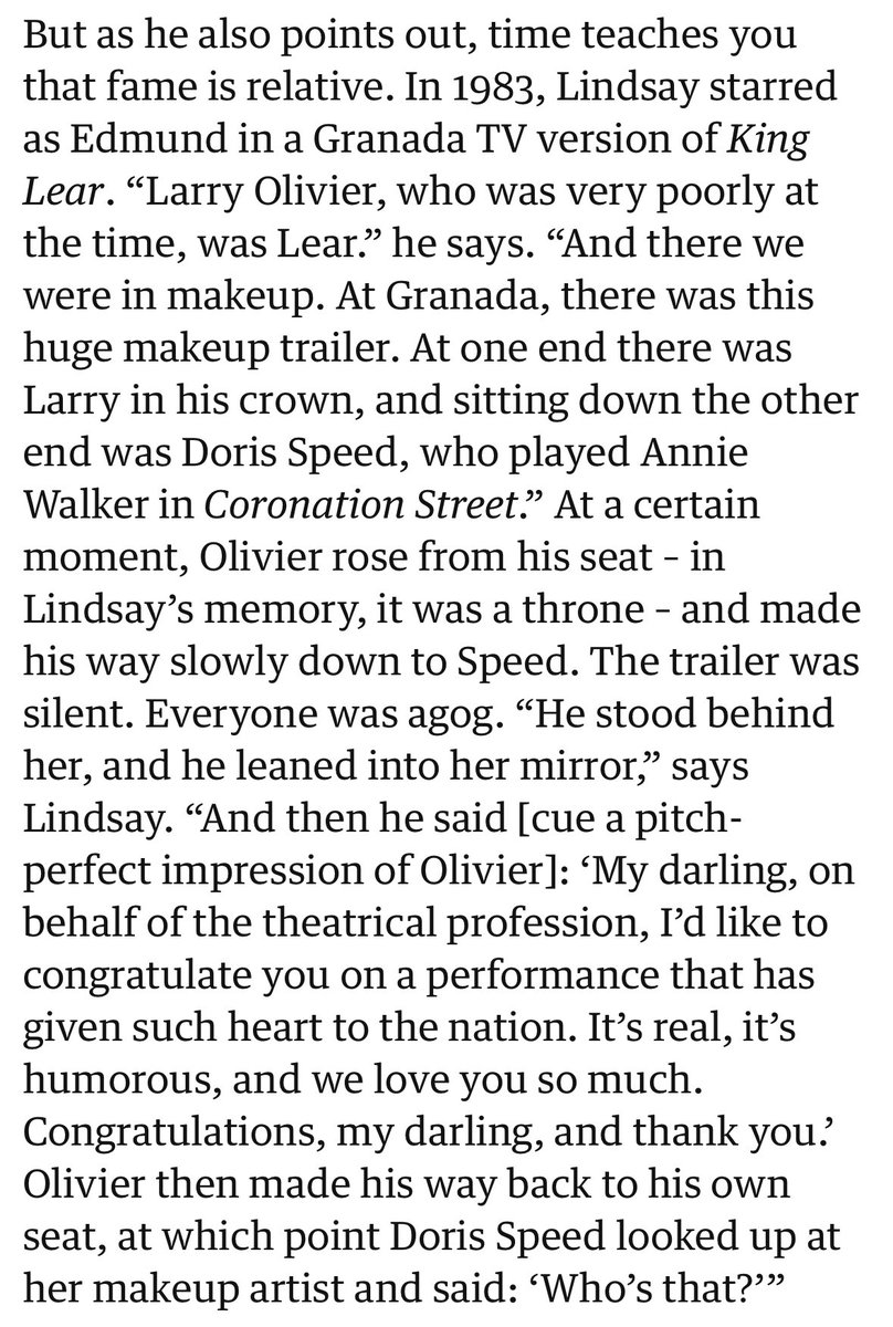 Nick Bowes (@nickbowes1975) on Twitter photo Absolute gem of an anecdote in the <a href="/guardian/">The Guardian</a> interview with <a href="/RobertLindsay/">Robert Lindsay</a> - the day Laurence Olivier met Corrie’s Doris Speed theguardian.com/tv-and-radio/a… Absolute gem of an anecdote in the <a href="/guardian/">The Guardian</a> interview with <a href="/RobertLindsay/">Robert Lindsay</a> - the day Laurence Olivier met Corrie’s Doris Speed theguardian.com/tv-and-radio/a…