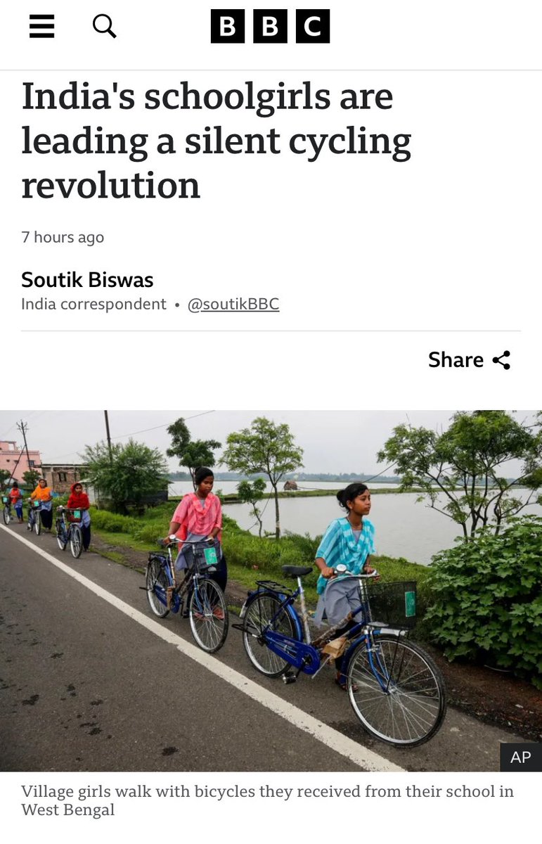Raahgiri_Fdn's tweet photo. Cycle Matters.

Nibha Kumari, a resident of Bihar, India’s poorest state, recalls how a bicycle transformed her life when she turned 15.

“If I didn’t have a cycle, I don’t think I could have finished high school. It changed my life,” says Nibha,now 27.

https://t.co/4zSKnWdzE7 https://t.co/RekuNfP39i