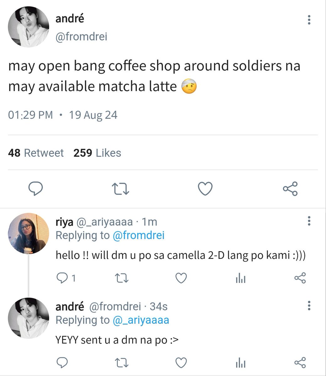 4kyuto's tweet photo. order ko matcha, binigay sakin bf!
a #harukyu filo au

kung saan gusto lang naman uminom ng matcha latte ni André pero ihahatid sa kanya 5'9 tall na moreno, may sense of humor, pogi at Karlos ang pangalan. https://t.co/NlApAHVxcn