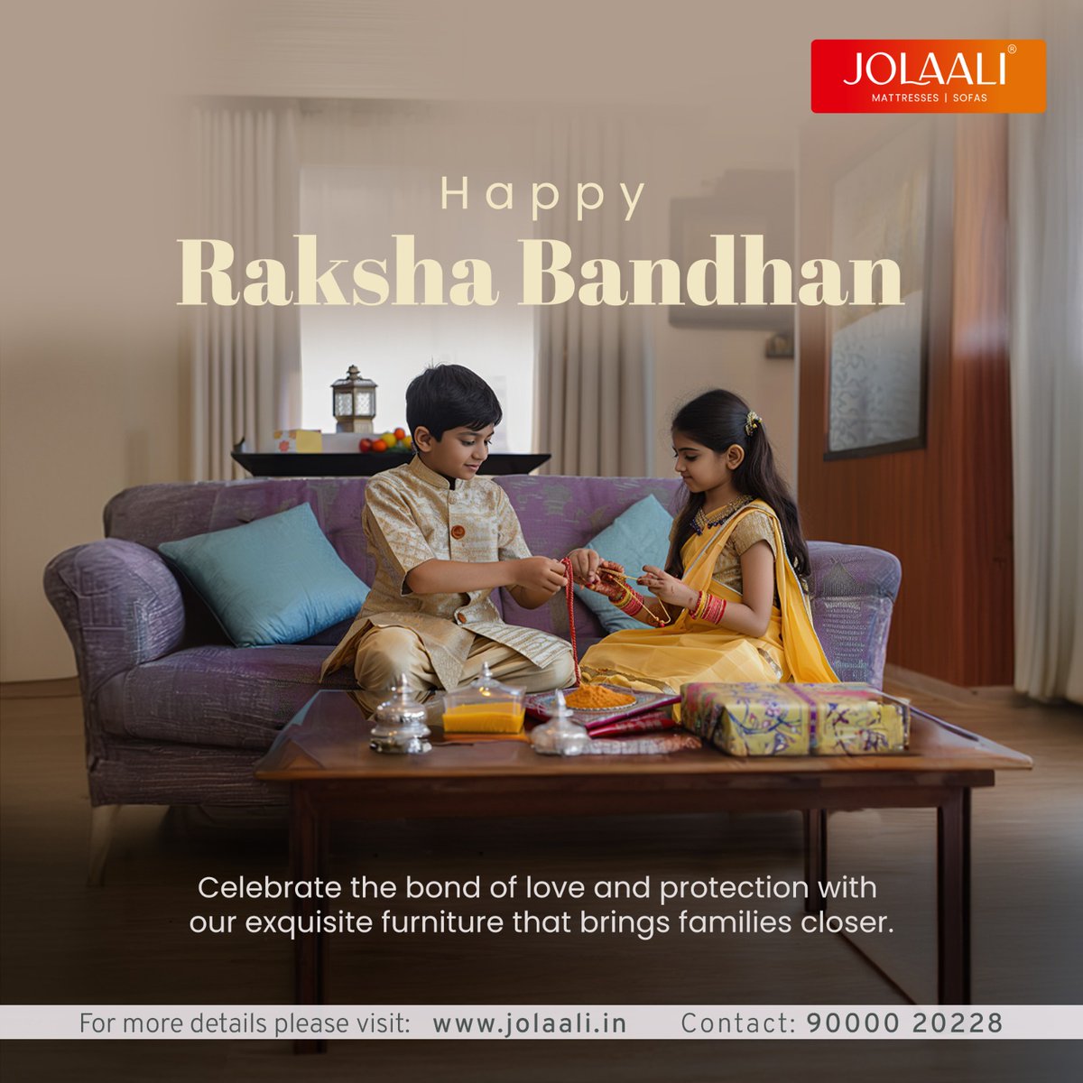 jolaali4's tweet photo. This Raksha Bandhan, strengthen the bond of love and care with the perfect gift for your sibling
Contact us at +91 90000 20228 or visit https://t.co/h20vfsBkms for more details.
#Jolaali #rakshabandhan #LuxurySofas #bestmattressstoreshyderabad #mattress #Pillows #hyderabad https://t.co/JXZEdcgRU5