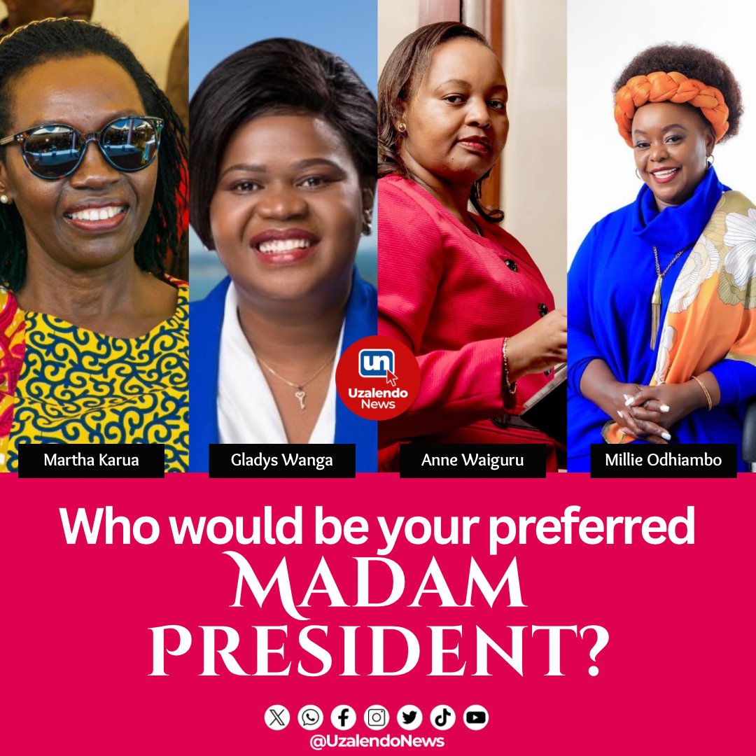 UzalendoNews_KE's tweet photo. Now that Kenya is agitating for a Woman President… Who do you think would be a great fit for the top job? And Why?
#MadamPresidentKE #Kenya https://t.co/avrWsz2JBZ