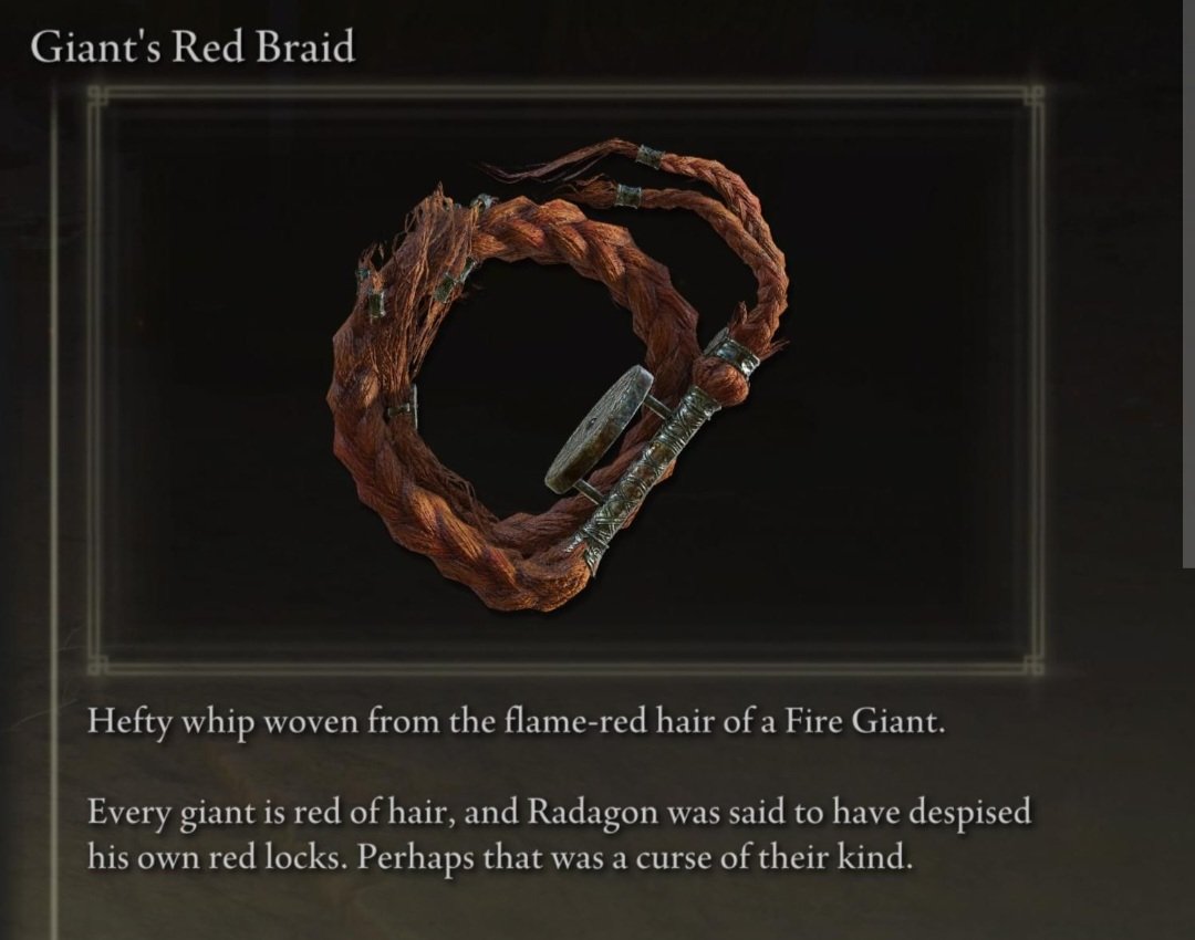 TrinaSoft's tweet photo. Radagon's red braid states this pretty clearly. He is a manifestation of marika hating her own connection to the fire giants, while st trina seems to represent a more depressive side of self rejection versus Radagon's firery hatred.

For a mono-diety to be a true god...(2/3) https://t.co/sFQJiWk5Q6