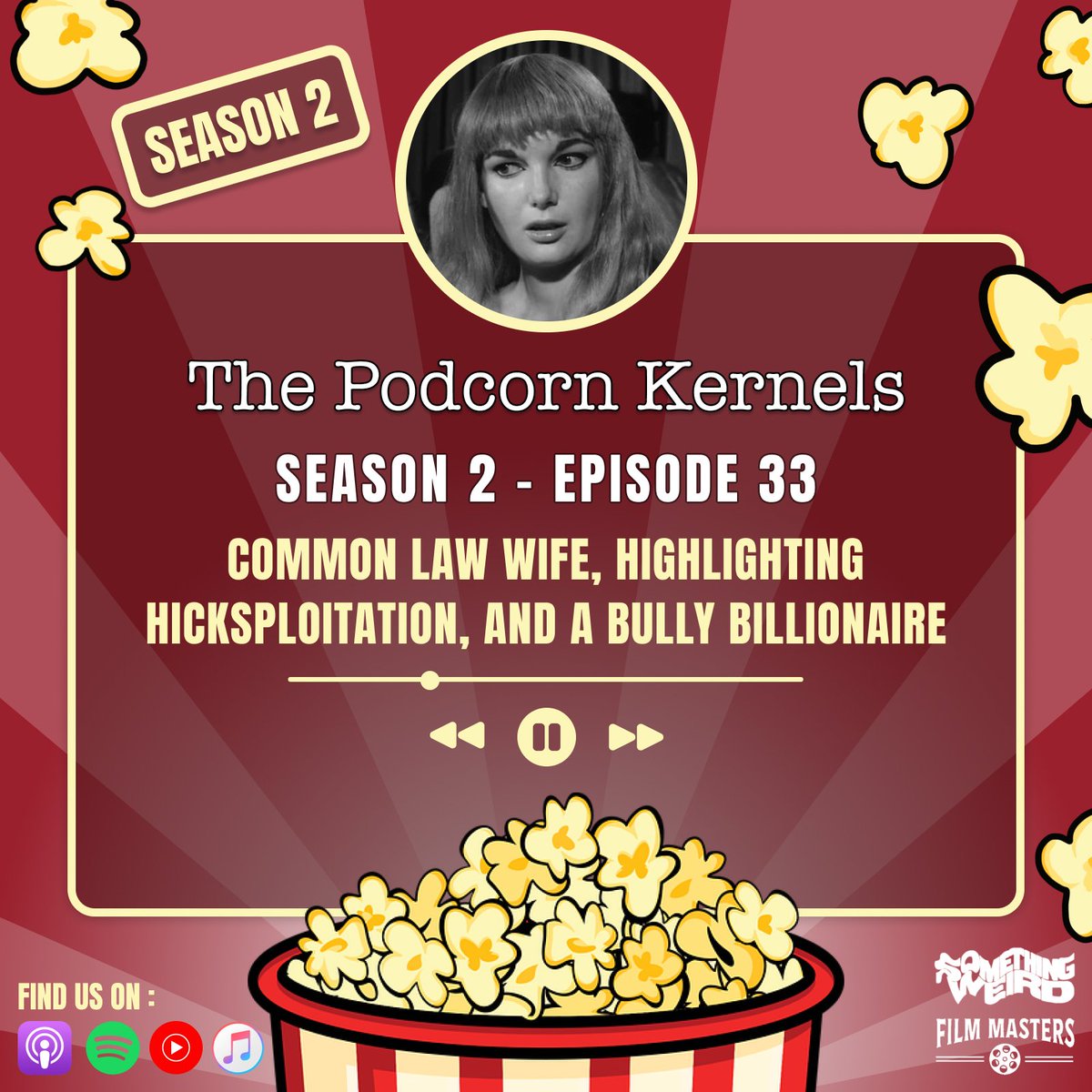 S02. E33: Common Law Wife, Highlighting Hicksploitation, and A Bully Billionaire is now live! Listen on Spotify by clicking the link below 👇 

open.spotify.com/episode/4xSPpg…

Or choose a different platform from our link-tree 👇

linktr.ee/thepodcornkern…

#FilmX #MovieReview #Podcast