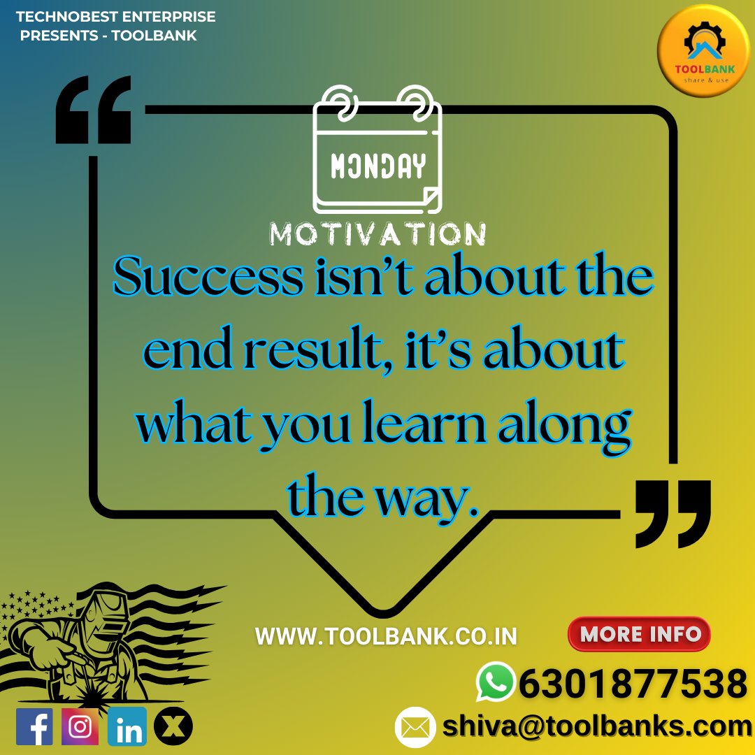 toolbank23's tweet photo. Toolbank empowers you to rise above challenges, harness your potential, and achieve your ambitions. The right tools set the stage for creativity, success, and a future full of possibilities.
#BusinessSuccess #BusinessAnalysis #Mondaymotivaion #StocksToBuy #RakshaBandhan #inspired https://t.co/mdk19sDCPI