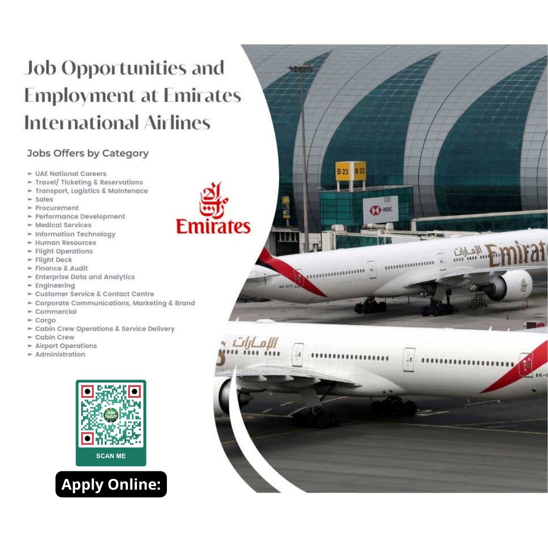 JobsArchives's tweet photo. Emirates International Airlines: New Jobs You Can Apply For
Apply online: https://t.co/hX2pr7VmNi
#EmiratesJobs #AviationCareers #JobOpportunities #Employment2024 #FlyWithEmirates #CareerGrowth #AviationIndustry #JoinOurTeam #EmiratesInternational #WorkWithUs https://t.co/Y5LiaKSTtW