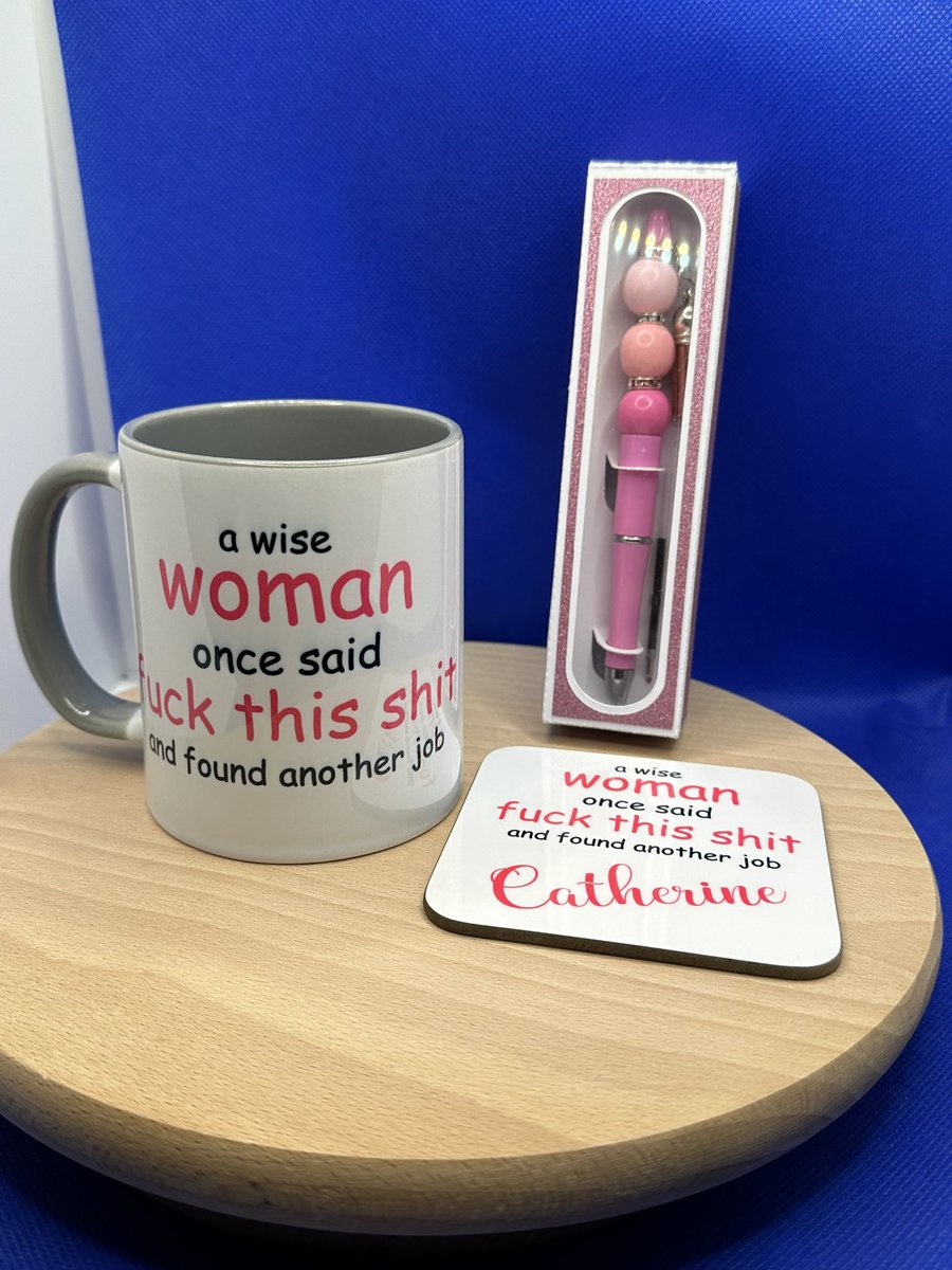 Gift for a special lady to gift her friend who is leaving her place of work and going to a new job #newjob #christinescraftycabin #sublimation #beadedpen in a handmade box. Message me if Facebook if interested in purchasing