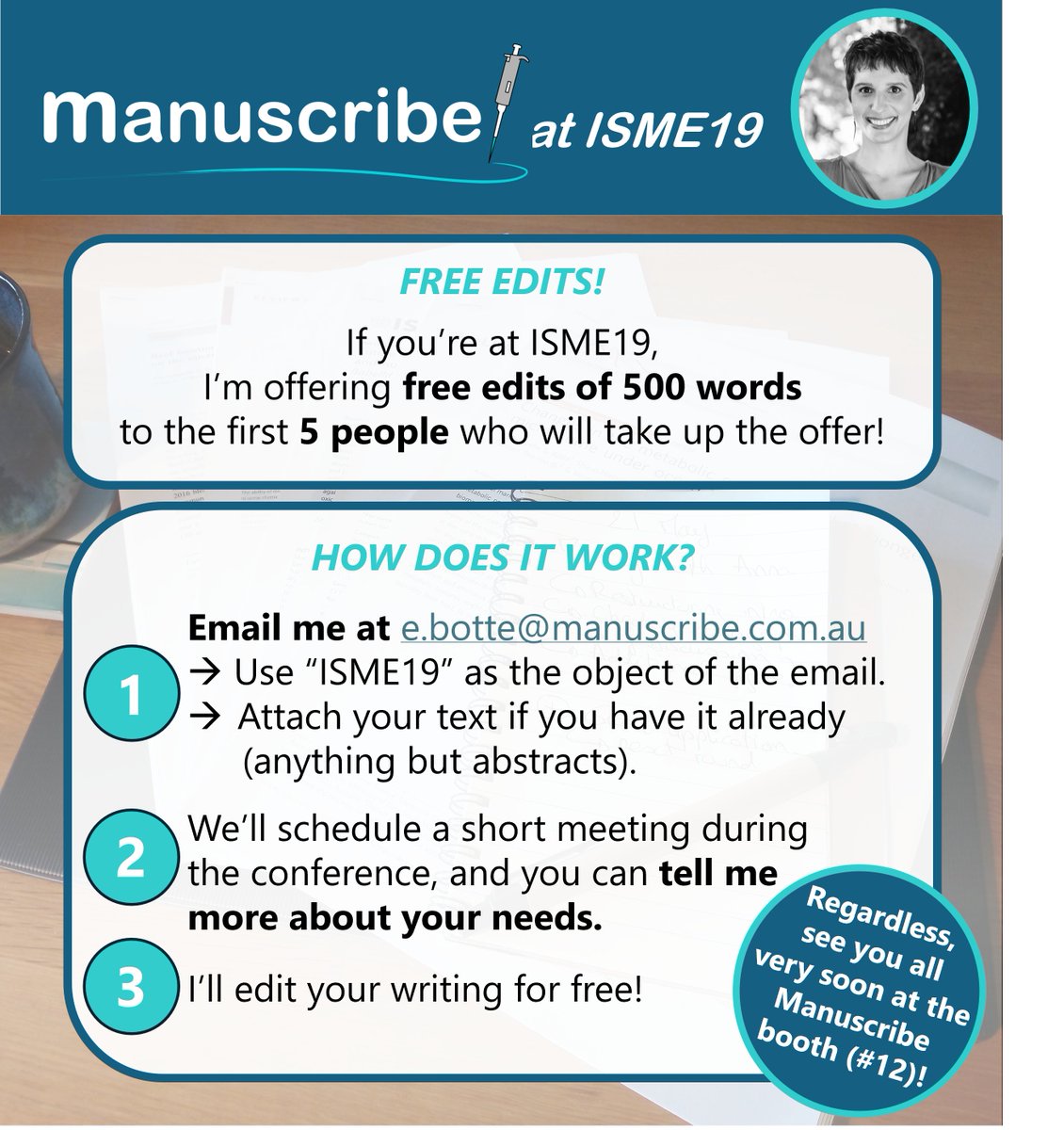 More good news for people attending #isme19: special offer for free scientific editing! Details below.