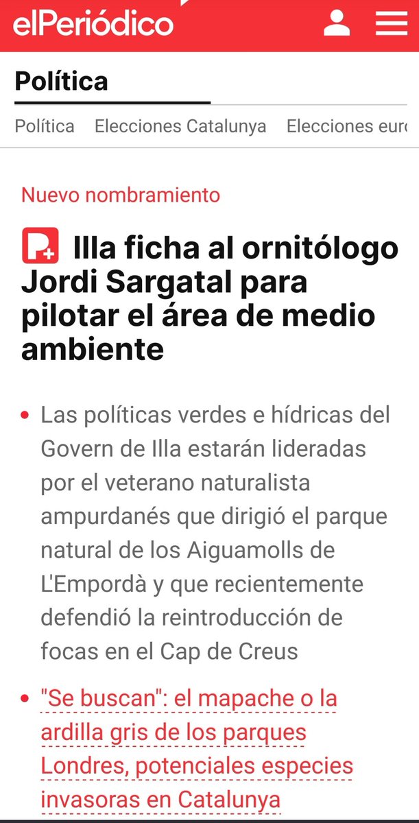 .<a href="/salvadorilla/">Salvador Illa Roca</a> referma la seva aposta ecocida fitxant com a secretari de MediAmbient J. Sargatal, membre de la Comissió per ampliar l'aeroportBCN de <a href="/FomentTreball/">Foment del Treball Nacional</a>, menystenidor dels valors ambientals del #DeltaLlobregat i promotor turístic a la Costa Brava. Ens tindran de cara!