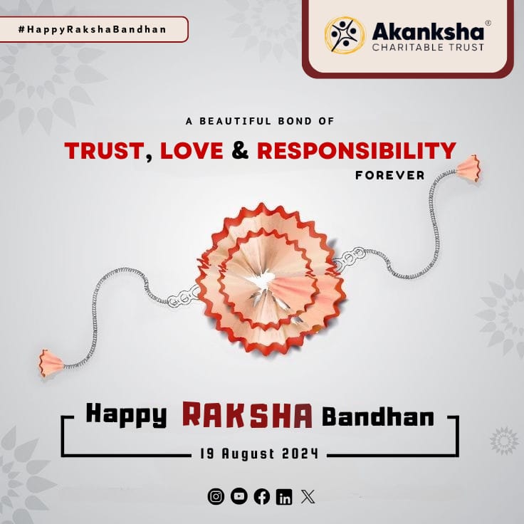 Akanksha Charitable Trust (ACT) (@akanksha_trust) on Twitter photo ๐ธ ๐ ๐๐๐๐ฎ๐ญ๐ข๐๐ฎ๐ฅ ๐๐จ๐ง๐ ๐จ๐ ๐๐ซ๐ฎ๐ฌ๐ญ, ๐๐จ๐ฏ๐ & ๐๐๐ฌ๐ฉ๐จ๐ง๐ฌ๐ข๐๐ข๐ฅ๐ข๐ญ๐ฒ ๐ธ
As we celebrate Raksha Bandhan, let us take an oath to protect and empower our dear sisters across the nation.
Happy Raksha Bandhan! ๐
#time_to_act #protect_our_sisters #safe_society ๐ธ ๐ ๐๐๐๐ฎ๐ญ๐ข๐๐ฎ๐ฅ ๐๐จ๐ง๐ ๐จ๐ ๐๐ซ๐ฎ๐ฌ๐ญ, ๐๐จ๐ฏ๐ & ๐๐๐ฌ๐ฉ๐จ๐ง๐ฌ๐ข๐๐ข๐ฅ๐ข๐ญ๐ฒ ๐ธ
As we celebrate Raksha Bandhan, let us take an oath to protect and empower our dear sisters across the nation.
Happy Raksha Bandhan! ๐
#time_to_act #protect_our_sisters #safe_society