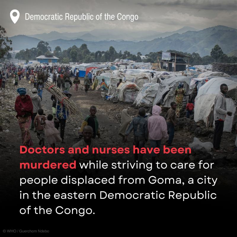 WHO's tweet photo. Today is #WorldHumanitarianDay.

Last year, 1520 attacks on health 🏥💥 shattered lives, killing and injuring patients &amp; health workers.

One attack is one too many. The impact of an attack on a hospital can crush the health system for years.

This must end NOW.  #ActForHumanity