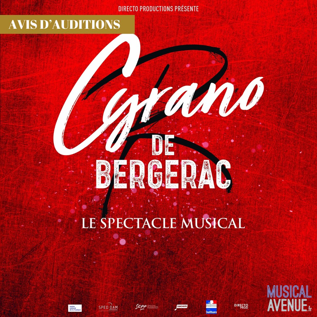 📣 AVIS D’AUDITIONS : « CYRANO DE BERGERAC, LA COMÉDIE MUSICALE »

✨ La production lance un casting national afin de compléter l’équipe artistique. À vos candidatures !

🔗 Retrouvez toutes les informations ici : musicalavenue.fr/avis-daudition…