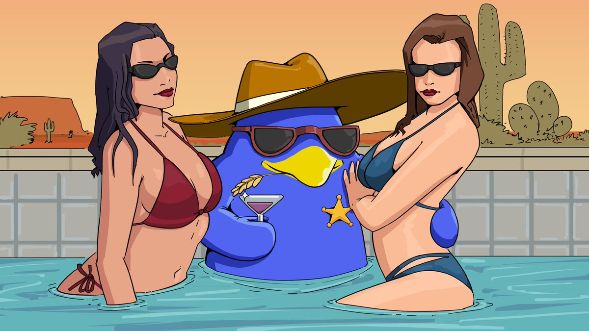 Sheriff Pingu’s kickin’ back in the pool, livin’ the good life with some fine company. But don’t let the good times fool ya—there’s a wild ride ahead! The community’s takin’ the reins, and we’re just gettin’ started. Big fun, big changes, and a whole lotta action comin’ your way!
