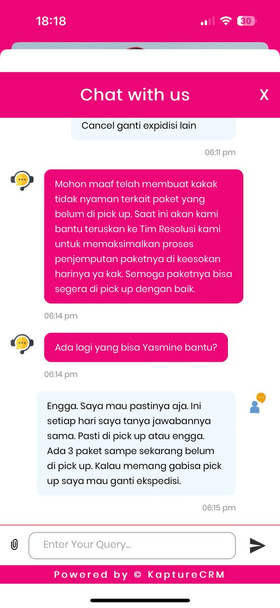 Tolong deh. service pick up <a href="/AnterajaCare/">Anteraja Care</a> dibenerin dong. Dari jumat ga dipick up. Setiap tanya selalu bilang akan dimaksimalkan besok.