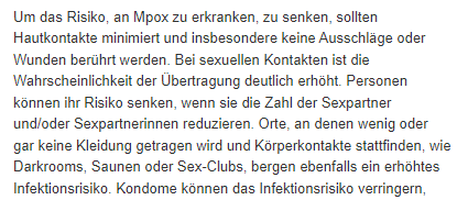 Wir können übrigens sehr guter Hoffnung sein, das es wegen Mpox nicht zu Schulschließungen kommen wird.