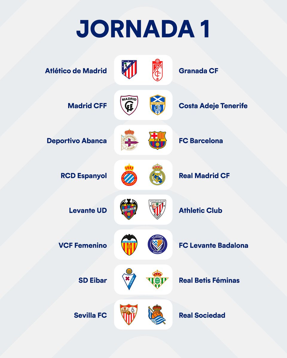 LigaF_oficial's tweet photo. #LigaF empezará así... 🔥

🗓🚨¡Estos son los partidos que se disputarán en la primera jornada! https://t.co/5y0H4rO7LH