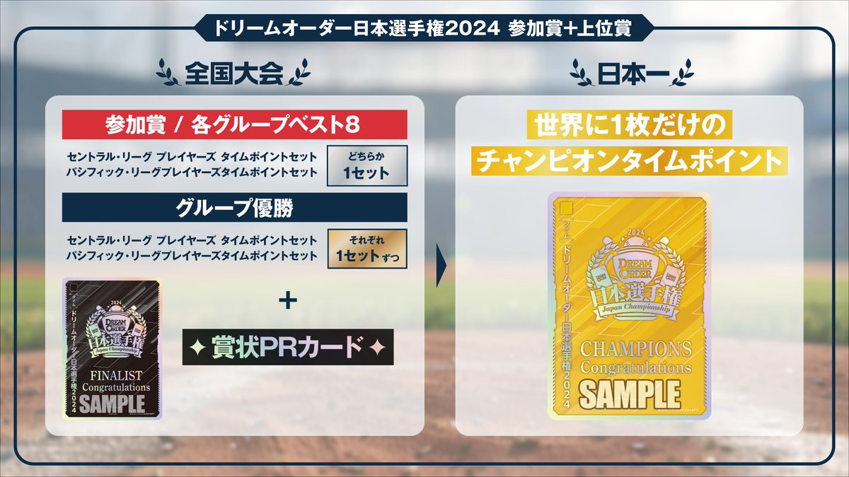 希少‼️ドリームオーダー‼️日本選手権タイムポイント‼️5種‼️ ドリームオーダー 日本選手権2024】 全国大会出場者の景品を公開