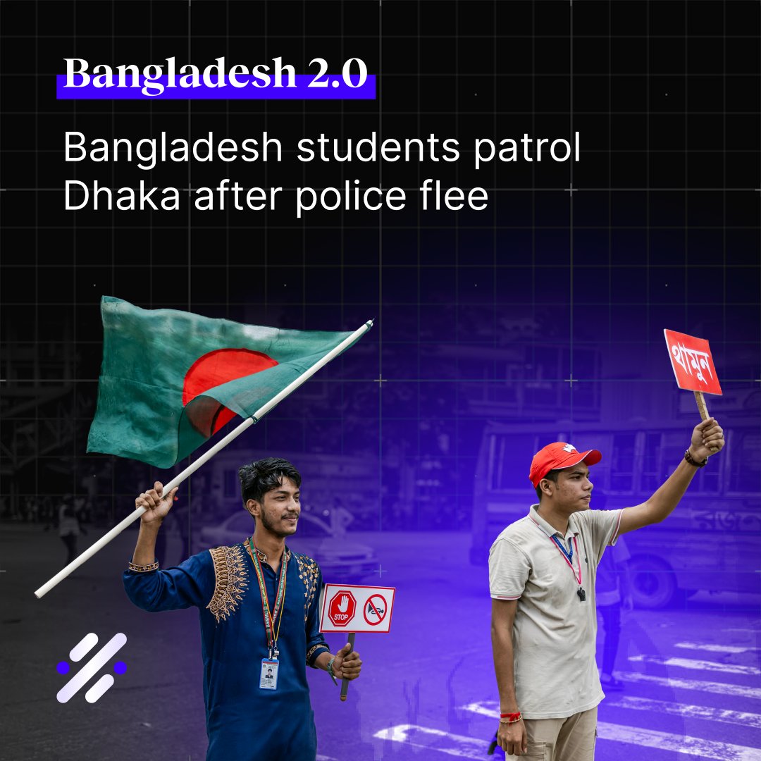 scalewiz's tweet image. After student protests toppled Bangladesh's govt, police fled their posts. Now, students are patrolling Dhaka to maintain order, stepping into roles left vacant by authorities. The movement's impact continues. #BangladeshTruth #YouthForDemocracy
youtu.be/K4sWGGN4hhU