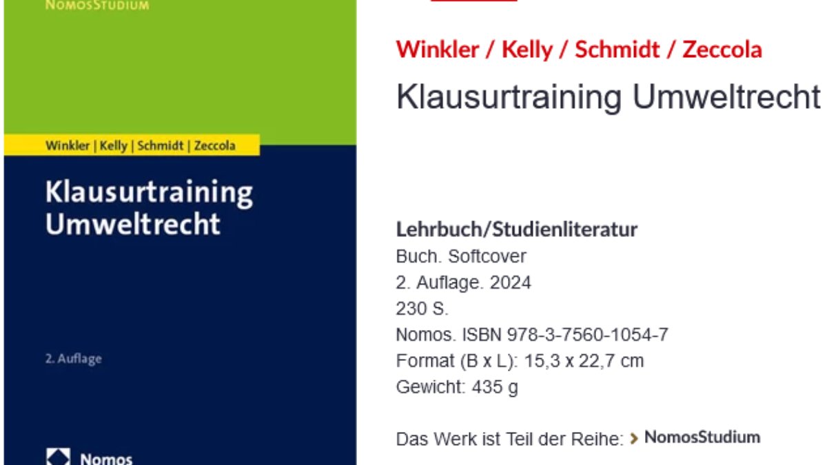 Ich freue mich, dass das Klausurtraining Umweltrecht  bereits in der 2. Auflage erschienen ist.