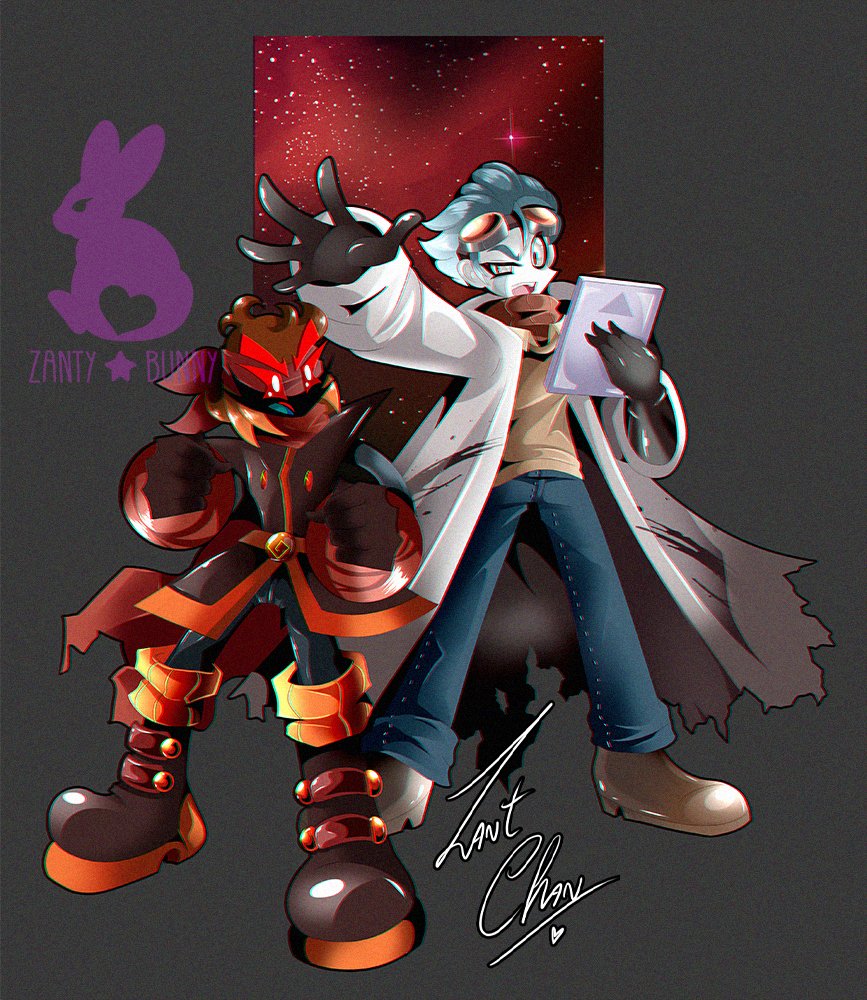 ZantyBunny's tweet photo. Happy Bday @FierceTheBandit 🎉🎉🎉🎉
I hope you have a wonderful day! 🎂
here the heroand the mad scientist in the "stardust style".....maybe? 🐰💦💦💦
i hope you like it! ✨ ✨✨
#Fierce #Caesar #CosmicHeist #gift #zanty #bunny https://t.co/kEWO7r8Xen