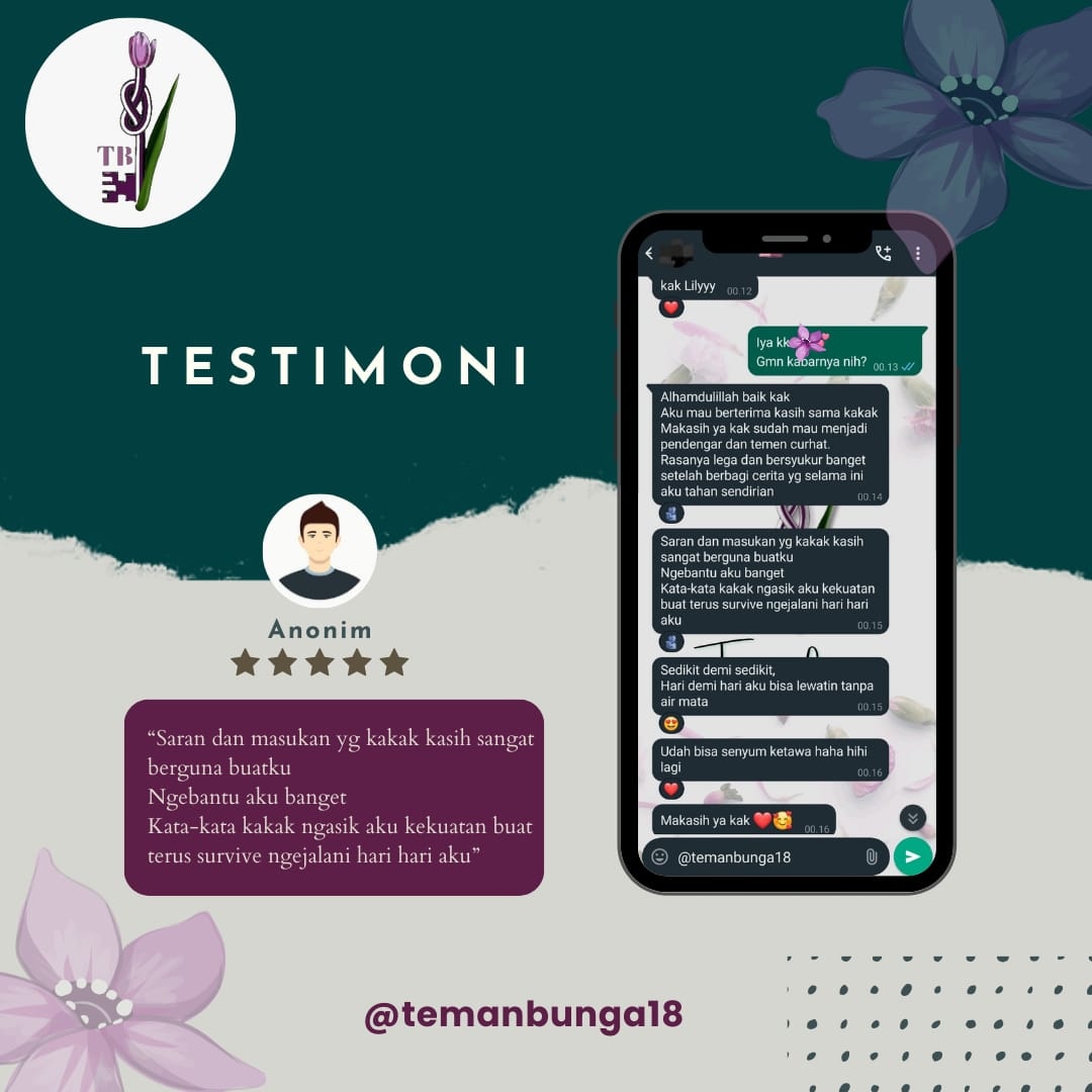 TemanBunga18's tweet photo. Ketika kamu merasa sendirian, ingatlah, selalu ada seseorang yang peduli. Terima kasih sudah percaya dengan Teman Bunga ya 🤗  💕

#temanBunga
#temanSetia
#Selflove
#curhatanHati
#CintaiDirimuSendiri
#LawanDepresi
#support https://t.co/6XPJWUXpl1