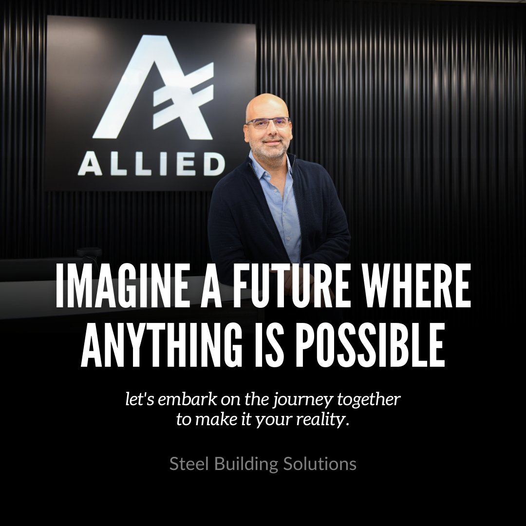 Envision a future of endless possibilities with Allied! Together, let's embark on a journey where anything is possible, turning your dreams into a reality that surpasses all expectations.

#Imagine #DreamTogether #Steelbuildings #metalbuildingsystem #steel #prefabricatedbuildings