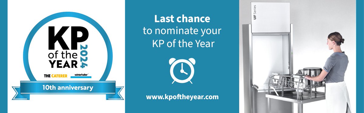 Caterertweets's tweet photo. Know a #kitchenporter who deserves some praise? There's still time to enter for KP of the Year 2024!
First prize wins:
🏆 KPOTY trophy
💸 £1000 in vouchers
🍽 A celebratory meal
🫧 Winterhalter equipment for their employer
Nominate here: https://t.co/NoCPElcgvg
#kpoftheyear https://t.co/Kn0pLxk6vH
