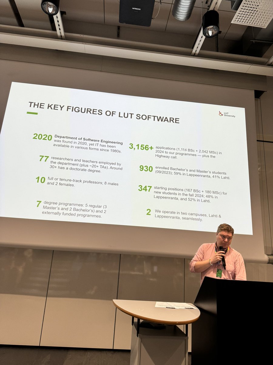 smnyla's tweet image. LENS Day going on at Lahti Campus! Our head of department @sthyry telling how we have been growing in 4 year to almost 100 person department. From almost zero to hero 💎 @LUTsoftware @UniLUT