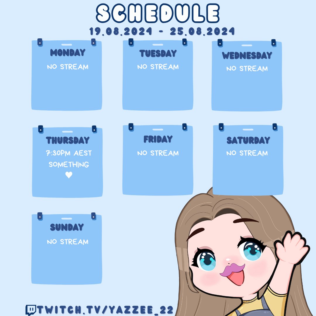 This weeks schedule!