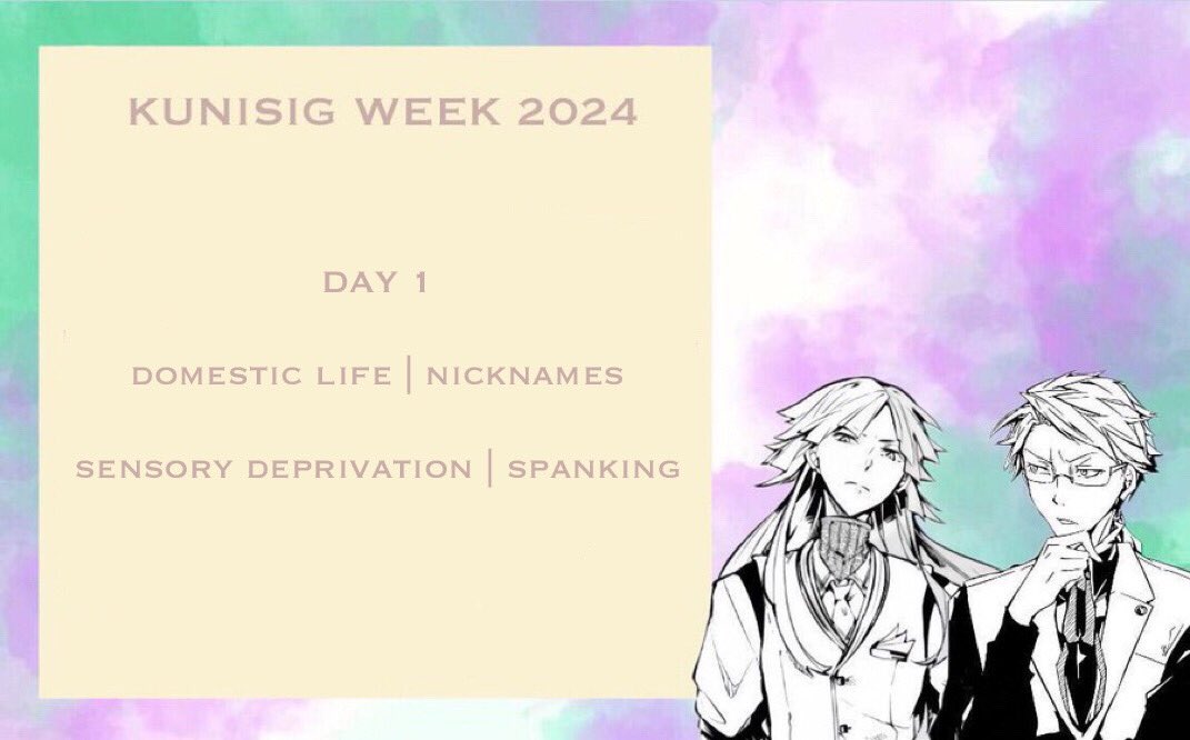 KunisigWeek's tweet photo. - — ——————— — -
DAY 1 : #KunisigWeek
- — ——————— — -

SFW: DOMESTIC LIFE | NICKNAMES

NSFW: SENSORY DEPRIVATION | SPANKING https://t.co/EAbzSyxqKZ