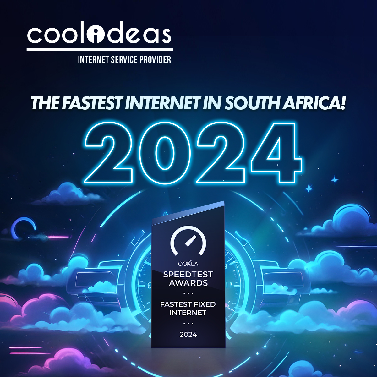 coolideas_ZA's tweet photo. We're thrilled to announce that Cool Ideas has been awarded the Ookla Speedtest Award for the Fastest Fixed Network Internet in South Africa for 2024! 🚀

#CoolIdeasISP #FastestInternetSA #OoklaSpeedtest #InternetExcellence #StayConnected https://t.co/mCdtS7W2uf