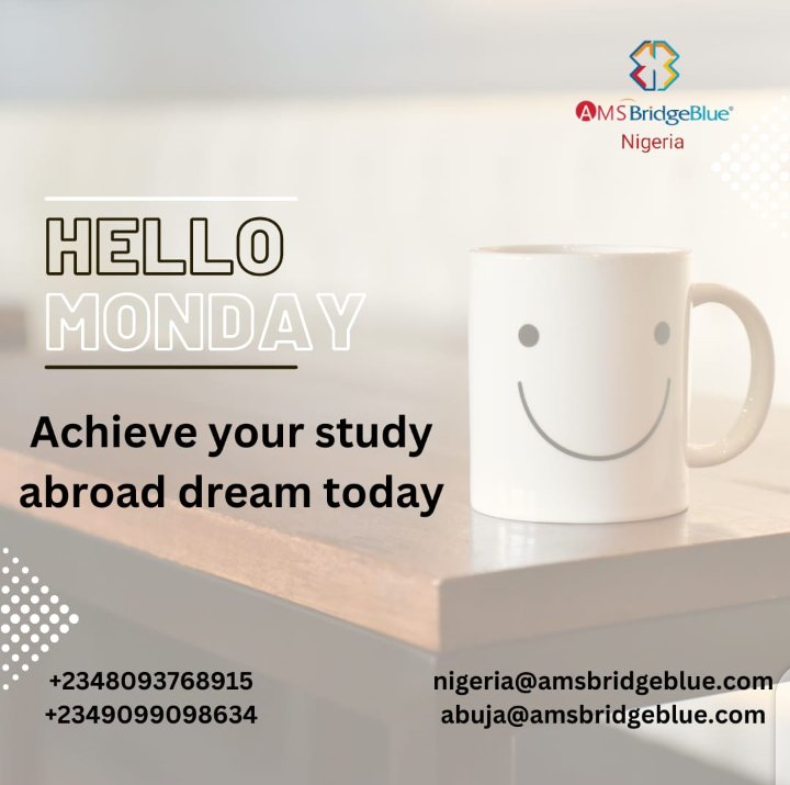 AMSBB_Nigeria's tweet image. New week, new opportunities! 🌎✈️ Ready to start your study abroad journey? Contact us and let's get started on your application today!
#applynow2024 #ukvisagrant #AMSBBGroup #australiaimmigrationconsultancy #canadavisaapproved #ukvisa #visagranted #studyabroad