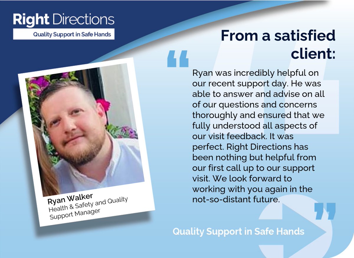 R__Directions's tweet image. Well done to our team member, Ryan, for this excellent feedback following a recent support day!

For more information on how we can support you, call us on 01582 840098 or email info@rightdirections.co.uk.

#RightDirections #healthandsafety #qualitysupportinsafehands