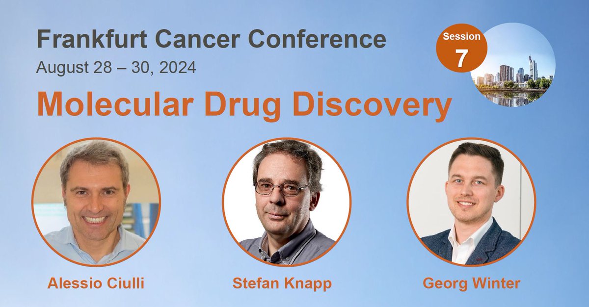 Frankfurt Cancer Institute (@fci_health) on Twitter photo Looking forward to the talks on advances in Molecular Drug Discovery with <a href="/alessiociulli/">Alessio Ciulli</a>, Stefan Knapp and @georg_e_winter in Session 7 of the #FrankfurtCancerConference!
#cancer #molecular #cancerresearch #conference
Full program at
frankfurtcancerconference.org Looking forward to the talks on advances in Molecular Drug Discovery with <a href="/alessiociulli/">Alessio Ciulli</a>, Stefan Knapp and @georg_e_winter in Session 7 of the #FrankfurtCancerConference!
#cancer #molecular #cancerresearch #conference
Full program at
frankfurtcancerconference.org