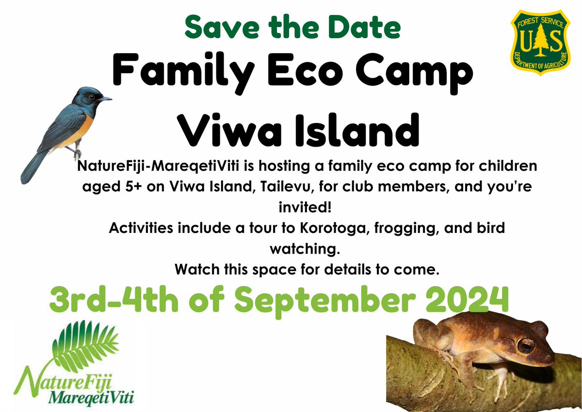 We are hosting a family eco camp on Viwa Island, Tailevu and we would love for you join us. This is the perfect school holiday activity for kids who love frogging, birdwatching and nature. Spots are limited. Stay tuned for more details. #CaringForFiji