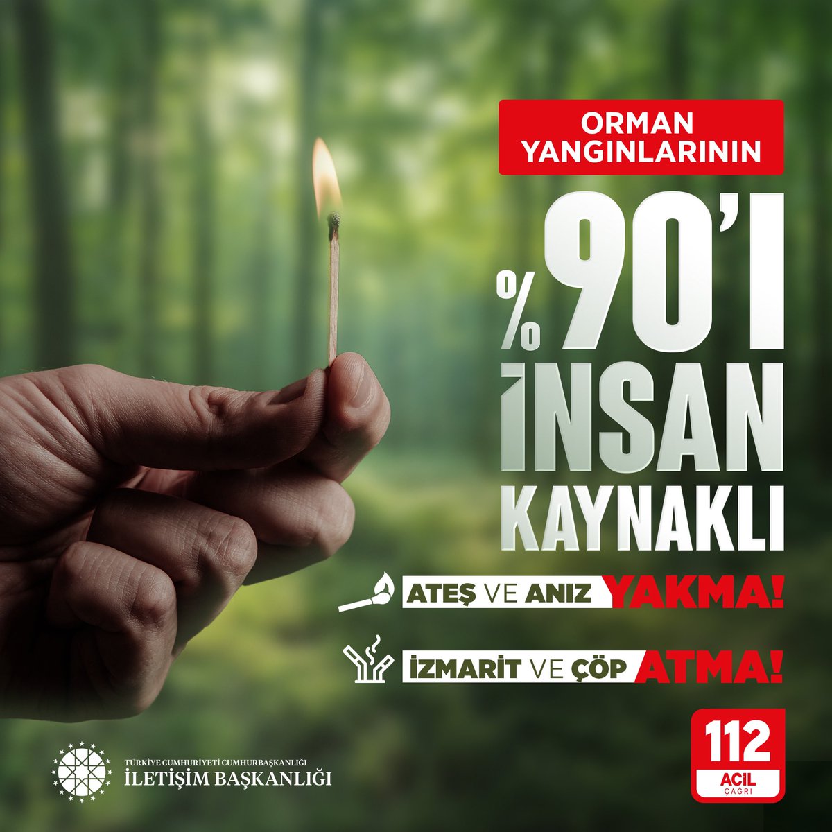 🌲 Çöp ve sigara izmaritlerini ormanlık alanlara atmayalım.

🌲 Hassas bölgelerde kamp ve piknik ateşi yakmayalım.

🌲 Tarla ve arazi temizliklerinde ateş kullanmayalım.

#YeşilVatan #OrmanınKahramanları