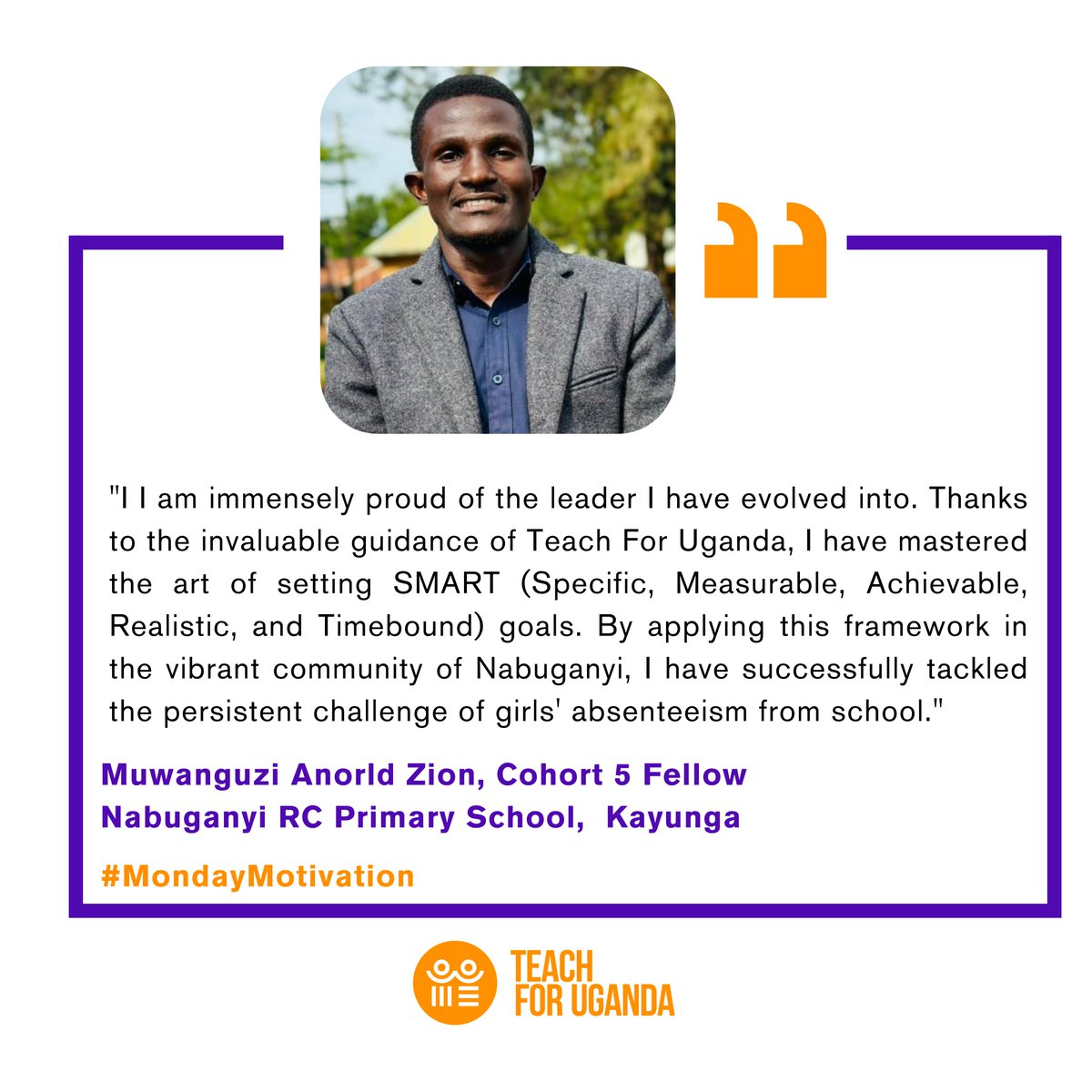 TeachForUganda's tweet photo. Our Fellowship program nurtures leaders who strive to address education injustices affecting children in underserved communities regardless of their gender, social, and economic backgrounds. #MondayMotivation https://t.co/IPmSzWU4zT