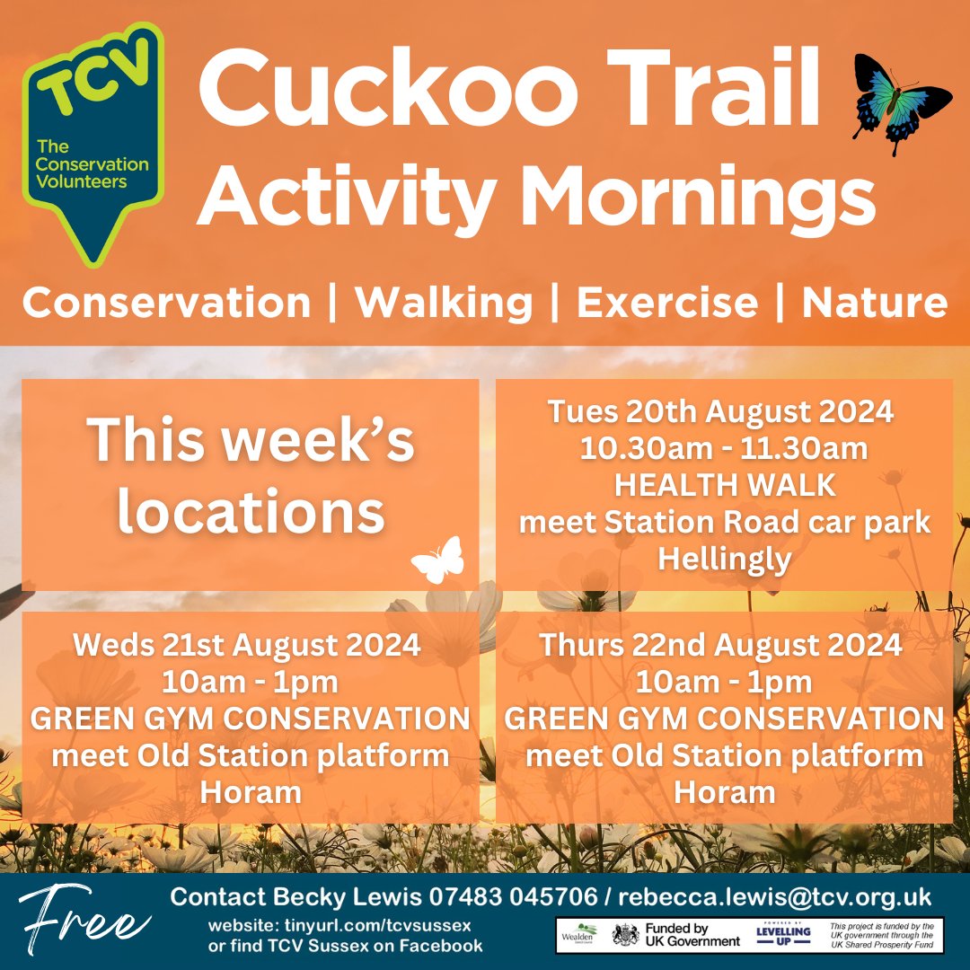 On the Cuckoo Trail this week - Health Walk in Hellingly, Green Gym (light conservation) in Horam.
#hellingly #horam <a href="/wealdendistrict/">Wealden District Council</a> <a href="/wealdentimes/">Wealden Times</a> @hellingly <a href="/WDCChairman/">Chair of Wealden District Council</a>