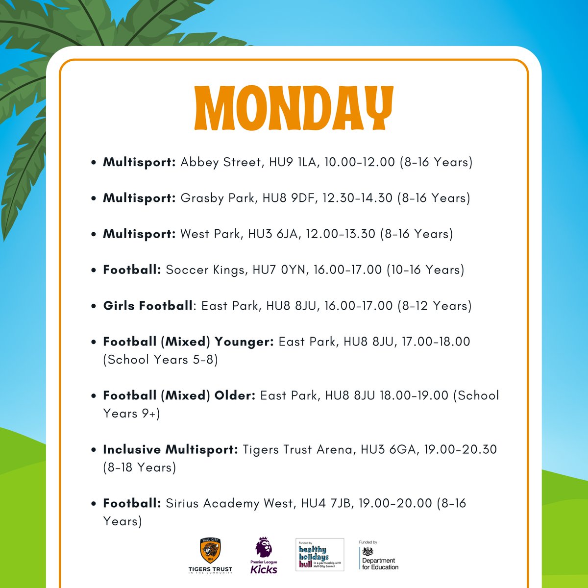Another week of summer has arrived, bringing with it a fantastic lineup of activities through our <a href="/Healthyholshull/">Healthy Holidays Hull</a> summer schedule! ☀️

❌ No booking in advance required
🥪 Free packed lunches provided at every session.

👉 View the full schedule here: shorturl.at/xeDZC