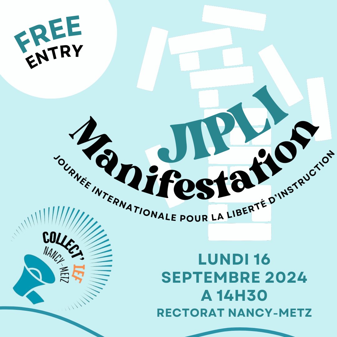 📢 Manifestation JIPLI 📢

💥 Nous espérons vous y voir nombreux !

📍RDV le lundi 16 septembre à 14h30 devant le rectorat de Nancy-Metz (9 Rue des Brice à Nancy). Goûter partagé et pancartes sont les bienvenus !