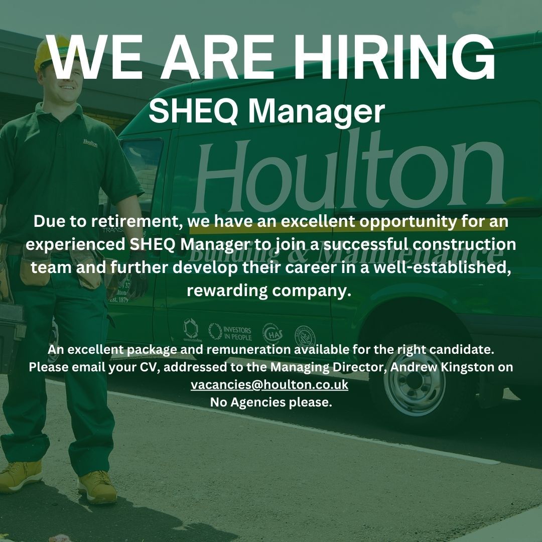 JOB OPPORTUNITY: SHEQ Manager

Due to retirement, we have an excellent opportunity for an experienced SHEQ Manager to join a successful construction team and further develop their career in a well-established, rewarding company. 

Find out more here: buff.ly/3XNqG9U