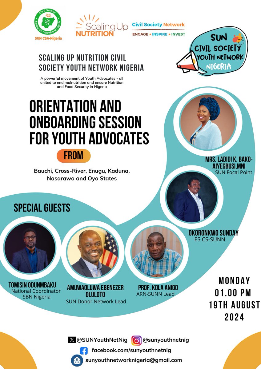 SUN Civil Society Youth Network Nigeria (@sunyouthnetnig) on Twitter photo Today, we are thrilled to welcome 102 new young nutrition advocates and change agents from across Nigeria! Our dynamic youth advocates will be inspired by messages from key SUN Network leaders in Nigeria. #YL4N <a href="/SUN_Movement/">Scaling Up Nutrition (SUN) Movement</a> <a href="/SUNCSN/">SUN Civil Society</a> <a href="/SUNCoordinator/">SUNCoordinator</a> <a href="/CS_SUNN/">SUN CSA-Nigeria</a> <a href="/SUNBizNetNG/">SUN Business Network Nigeria</a> Today, we are thrilled to welcome 102 new young nutrition advocates and change agents from across Nigeria! Our dynamic youth advocates will be inspired by messages from key SUN Network leaders in Nigeria. #YL4N <a href="/SUN_Movement/">Scaling Up Nutrition (SUN) Movement</a> <a href="/SUNCSN/">SUN Civil Society</a> <a href="/SUNCoordinator/">SUNCoordinator</a> <a href="/CS_SUNN/">SUN CSA-Nigeria</a> <a href="/SUNBizNetNG/">SUN Business Network Nigeria</a>
