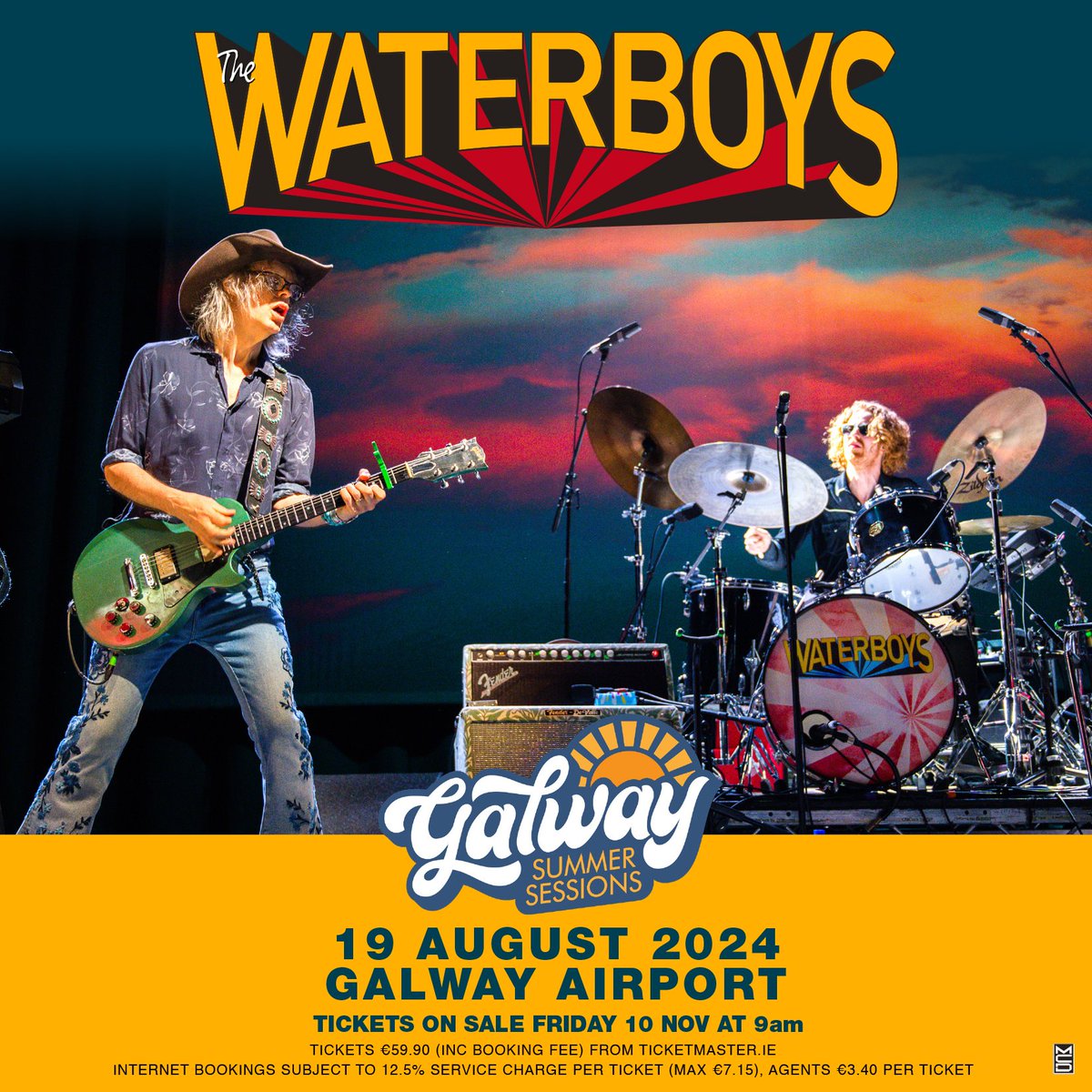 WaterboysMusic's tweet photo. STAGE TIMES FOR GALWAY AIRPORT TONIGHT 
(Mon, 19 August)
Gates- 6pm
@David_Kitt - 7:20pm
#TheWaterboys - 8:35pm

There will be rock and roll! https://t.co/eWJdBzIjfL
