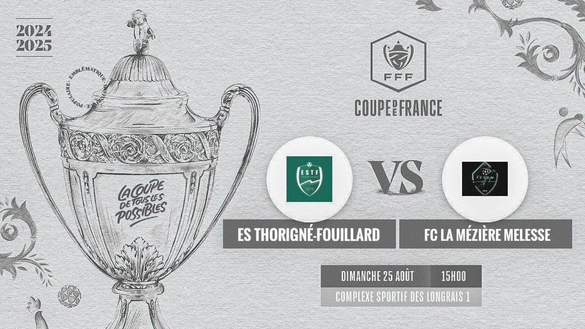 Semaine de 𝗖𝗼𝘂𝗽𝗲 𝗱𝗲 𝗙𝗿𝗮𝗻𝗰𝗲 ! 🇫🇷

Rdv dimanche à 15H00 pour le premier tour, face à la R3 du FC La Mézière Melesse.

#EnsembleEnVert #ESTF