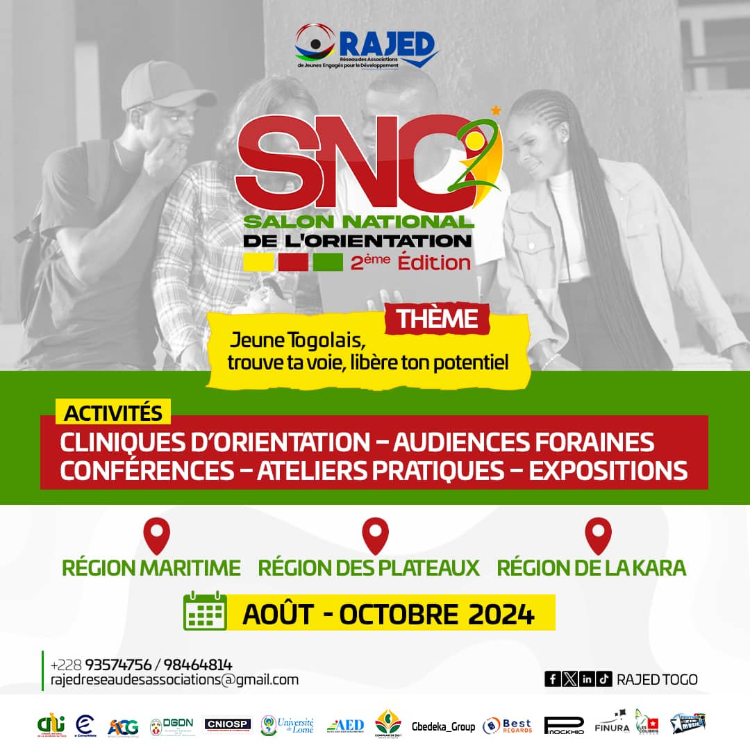 🚀 Le Salon National de l'Orientation 2024 est lancé ! 🚀

Un événement incontournable pour les élèves, les bacheliers, les étudiants et les parents qui souhaitent tracer une voie claire vers un avenir prometteur.

Inscris-toi dès maintenant ici : forms.gle/o1tf35mMnq4bXb…

 #SNO2