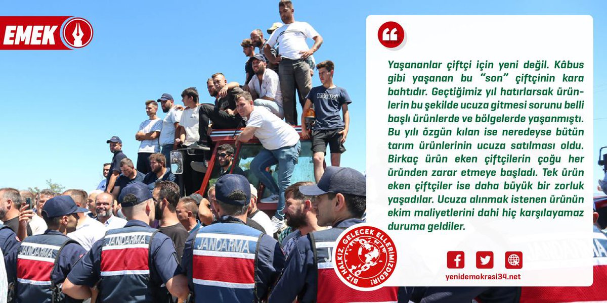 YDemokrasi11's tweet photo. EMEK | Çiftçinin Ürettiği Boğazında Kaldı

https://t.co/gghjsPx2bQ https://t.co/jTD5y3Zj1r