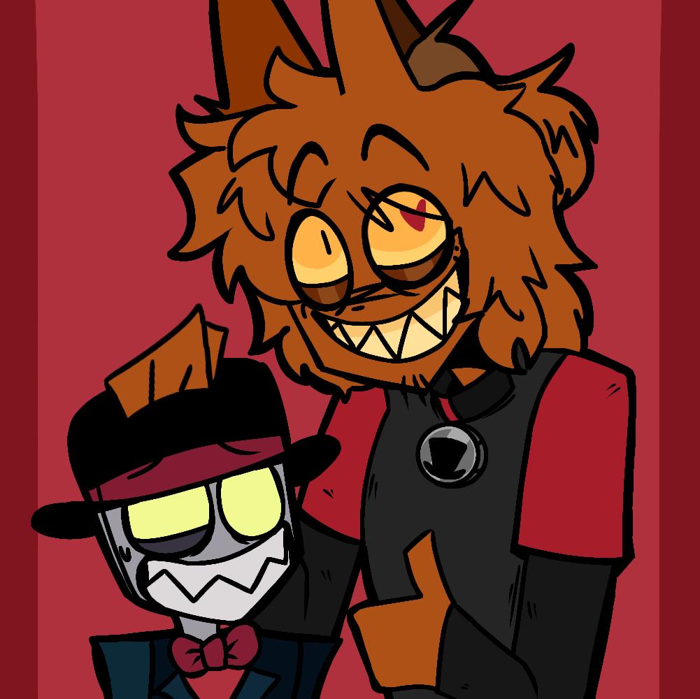 foxyach's tweet photo. . . with son / j 
( Don ' t be afraid , they ' re just took a photo together and the hatbot - ler is nervous . Fox isn ' t holding him hostage . =) )
#villainous #villanos #hatbot #hatbotler #hatbotvillainous #hatbotvillanos #hatbotlervillainous #hatbotlervillanos #fancharacter https://t.co/bOfD0RD0Z7