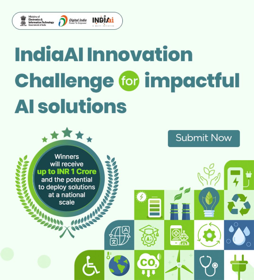 IndiaAI invites innovators, researchers, and entrepreneurs to be part of the AI Innovation Challenge under the IndiaAI Application Development Pillar.

Let's Innovate for a better tomorrow! Apply now at indiaai.gov.in/article/unlock…

<a href="/abhish18/">abhishek singh</a> <a href="/GoI_MeitY/">Ministry of Electronics & IT</a> <a href="/_DigitalIndia/">Digital India</a> <a href="/mygovindia/">MyGovIndia</a>
